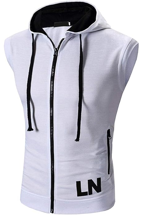 Canotta Uomo Con Cappuccio E Tasca - Maglia Fitness Senza Maniche Per Palestra - Foto 5