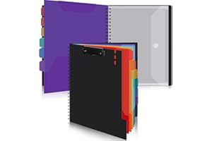 ‎UQUELIC Uquelic Klemmbrett mit Aufbewahrung, Klemmbrett A4 Ordner mit 6 Fächern und 1 Kunststoff Dokumententasche, Mappe Organizer - Regenbogenstil