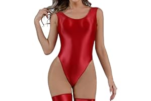 unilarinna Sexy Body Dessous Damen Babydoll Body Damen Sexy Großer, öliger, seidiger, glänzender T-Schritt-Bodysuit für Damen, transparente, sexy Dessous Catsuit