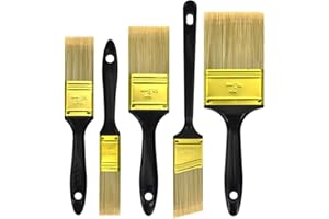 GREATANDREW Great Andrew pędzle do malowania, 5 sztuk, wiele zastosowań (7,6 cm, 5 cm, 3,8 cm, 2,5 cm, płaskie i 3,8 cm, kątowe), zestaw pędzli do mebli domowych, ogrodzeń, wykończenia ścian