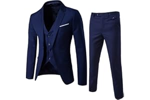 AIDODMOM Traje para Hombre Boda 3 Piezas Slim Fit Trajes de Esmoquin Un botón Colors sólido Chaqueta Formal Chaleco y Pantalones Ajustados Moderno Tallas Grande Colores Sólido