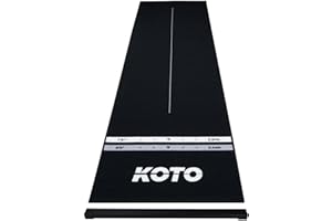 KOTO DARTS KOTO - Alfombra de Dardos Negra Oche Checkout 285 x 80 cm + Oche Incluye Indicador de Puntuación, Alfombra Antideslizante