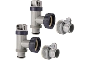 LYREH Plunger Valves & Type B Hose Adapter Compatible with Intex Pool Part, Hose Fitting Coupling Connector Plunger Shut Off Valve Replacement Practical Accessories for Above Ground Pool Vacuum Pipe Holder