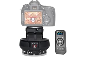 Camnoon Cabezal inclinable motorizado Cabezal panorámico de 2 Ejes Rotación de 360° Cabezal de trípode panorámico 100M Control Remoto inalámbrico 9 Niveles de Carga con Clip de teléfono Vivo Vlog