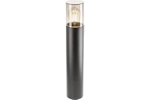 CGC Lighting Outdoor Post Bollard Light Black Weatherproof Medium Short Modern Outside Garden Patio Driveway Path Door Terrace Smoked Smoky Smoke Diffuser (Black Medium Post Light)