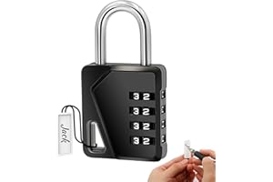 YETEDOLE Padlock,4 Digit Signable Padlock,Combination Padlock with Hanging Tags and Accessoriesfor School Lockers,Gyms,Cabinets,Tool Box,Outdoor Shed,Door (Black)