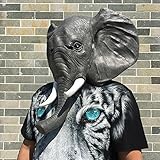 Elefant elephant Kopf Maske mask aus sehr hochwertigen Latex Material mit Öffnungen an Augen Halloween Karneval Fasching Kostüm Verkleidung für Erwachsene Männer und Frauen Damen Herren gruselig Grusel Zombie Monster Dämon Horror Party - 