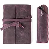 SOUVENIR Leather Journal 260 Kraft Pages Handmade (5"x7", Imperial Purple)