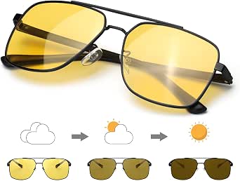 Enafad Occhiali per Visione Notturna per la Guida di Lenti Gialle  Fotocromatiche da Uomo HD Polarizzate con Protezione 100% UVA e UVB  (Montatura nera/lente fotocromatica) : Amazon.it: Abbigliamento