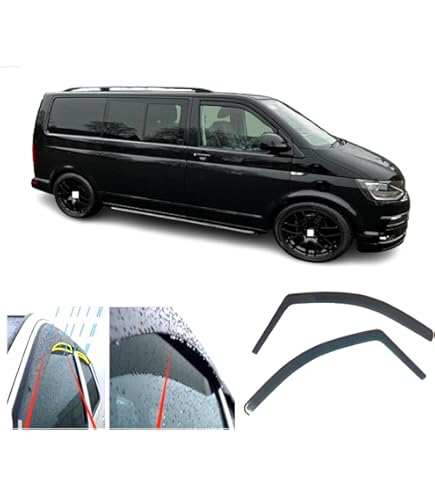 VW Transporter T5 T5.1 T6 Wind Deflectors (2003-2021) – 2pc Set, Tinted, Easy Fit 8 thumbnail image
