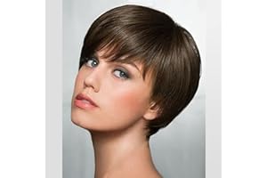 BECUS Perruque Courte Avec Frange pour Femme Aspect Naturel Fibre Synthétique Pour un Usage Quotidien ou une Fête