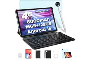 DOOGEE T10W Android 15 Tablet 10 Zoll, Tablet mit SIM Card Slot, 16GB RAM +128GB ROM (2TB TF), 8000mAh, HD Display, Tablets mit Tastatur und Stift, Maus, Hülle, 4G LTE/WiFi 5/OTG/Widevine L1/Face ID