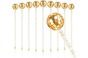 Tefexer 10Pcs Disco Ball Stirrers Swizzle Sticks Cocktail Pops Stirrers Cocktail Disco Straws for Disco Party Home Bar Coffee Shop Christmas Use