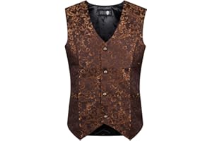Ro Rox Chaleco Brocado Formal para Hombres de Goth Steampunk Marrón