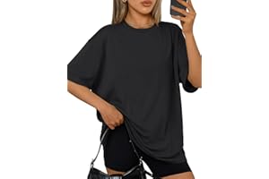 LILLUSORY Womens Oversized T Shirts UK Short Sleeve Tops Summer Crew Neck Loose Fit Tshirts