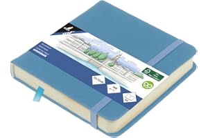 Szkicownik Kangaro 12 x 12 cm Sky Blue PU twarda okładka 80 arkuszy 140 gramów kremowy papier z gumową taśmą i taśmą