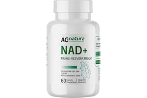 AG NATURE NAD Resveratrolo 1000mg 60Cps Integratore Nicotinamide Puro - Complex Anti-Età e Anti-Fatica con Niacina e Trimetilglicina