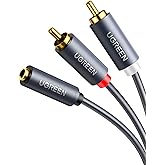 Ugreen 3.5 mm Jack Girişi Aux to 2 RCA Ses Aktarma Kablosu 1 Metre
