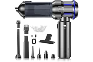 CUGEFRE Aspirabriciole Senza Fili, 22000Pa Aspirapolvere Auto 4 in 1 con Scarico Polvere Automatico a un Tocco, Motore Brushless, Aspirazione a 3 Velocità per Casa/Auto/Peli di Animali Aomestici, Nero Blu