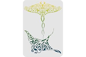 FINGERINSPIRE Manta Ray Pet Pochoir pour Murs et travaux manuels, 29,7 x 21 cm Modèle de Pochoir réutilisable pour Peinture sur Bois, Sol, Meubles, Papier et Tissu