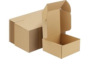 RLAVBL Lot de 25 Cartons Emballage Colis 20.4x20.4x10.2 cm, Petites Boîtes d'Expédition Marron pour Le stockage, Le transport, L'expédition, L'emballage