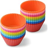 Newk Reusable Silicone Baking Cups, 48 Packs Food Grade Silicone Non-Stick Liners, Muffin Pans, 8 Colors