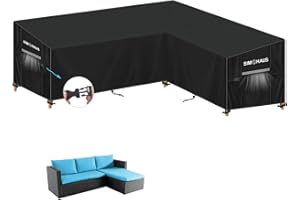 SIMPHAUS Garden L Shaped Rattan Corner Furniture Covers Waterproof Outdoor Sofa Cover L Shape for Garden Furniture Couch Anti-UV Heavy Duty Oxford Fabric 210x140x90x80/60