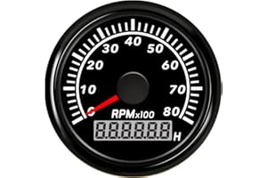 ELING Tachymètre 52 mm 8000 tr/min jauge compte-tours avec compteur horaire 9-32 V pour voiture camion course