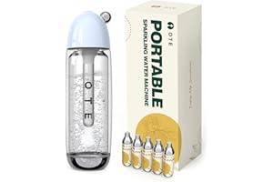 OTE Portable Water Heater with 20 CO2 Cylinders, Double Layer PET Handheld Soda Streaming Machine, Safer, 450ml Personal PET Seltzer Stream Carbonizer, No Electricity, BPA Free (Blue)