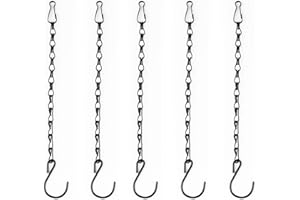CAIHINIER Chaîne de Suspension,5 Pièces Chaîne de Panier Suspendu Métal,24cm Plant Hanger Métal Jardinière Accessoires Pot de Fleurs Panier de Remplacement Chaîne en Métal Noir de Pot de Fleur