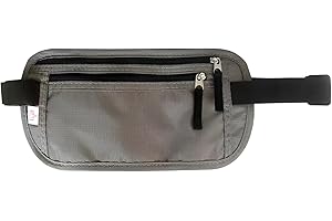 LEXICANMHS Podróżna saszetka biodrowa zabezpieczona przed kradzieżą, pasek na pieniądze dla kobiet i mężczyzn, płaska saszetka biodrowa pod ubraniem, płaska torba na pasek, mała z ochroną RFID, pasuje