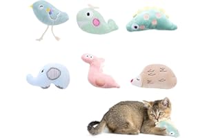 AUEFUDQ Jouets en Peluche à l'herbe à Chat 6pcs Jouets en Peluche à l'herbe à Chat, Jeux de Jouets Nettoyer Le Chaton Entraînement au Jeu Grignoter