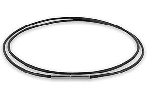 Auroris Echtleder Kette Farbe: schwarz Dicke 1,5mm mit Tunnel-Drehverschluss aus Edelstahl