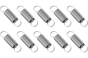 PATIKIL Extension Spring, 10pcs Wire Diameter 0.4mm, OD 4mm, Free Length 15mm 304 Stainless Steel Dual Hook Tension Springs for Lawn Tractor Home Repairs DIY, Silver