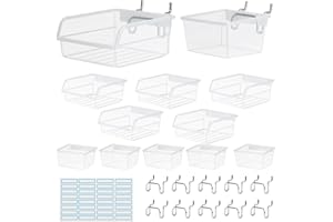 efuturetime 12 x ścianka narzędziowa, akcesoria, perforowana, organizer ścienny, tablica wtykowa, przezroczysta, z haczykami i 32 etykietami, samoprzylepna, do sklepu, kuchni, garażu