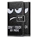 Produktbild tinxi® Kunstleder Tasche für Samsung Galaxy J7 (2016) Tasche Schutz Hülle Schale Etui Case Cover Standfunktion mit Karten Slot Don't Touch My Phone in schwarz
