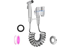 LAUVIOMIFY Bidet Handbrause Set – WC Dusche mit 1.5M Schlauch und 2-Wege Eckventil, Hochdruck Wassersparend Handbrause für Bad Küche Balkon – Ergonomisch (Silber)