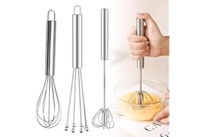 TCNZDY 3 Stück Schneebesen Edelstahl, Schneebesen Klein Ballon Rührbesen Schneebesen Mit Perlen Halbautomatischer Schneebesen Whisk Mini Schneebesen für Mischen Mini-Schneebesen Küchengerät