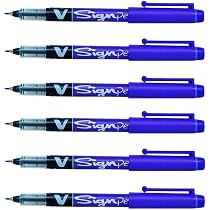 PILOT V Sign Pen Filzstifte – 0,6 Mm Strich, Schwarz, 6er Pack, Mit Tintenstandsanzeige