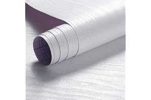 ARTHOME WALL DECOR Arthome Bianco Legno Pellicola Adesiva per mobili 44cmx2m Carta da Parati Autoadesiva, pellicola vinilica Decorativa per controsoffitto, mobili cucina superficie, facile da pulire rimovibile