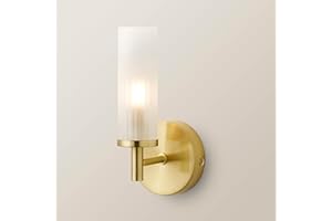 ValueLights | Gold Wall Light Fitting with Reeded Glass Shade | Bath Wall Lights, Home Décor & Improvement Essential | IP44 Bathroom