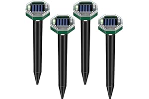 PEHTIY Solar Maulwurf Vertreiber Wühlmausschreck, 4 Stück Ultraschall Maulwurfschreck, IP65 Wasserdicht Maulwurfabwehr, Wühlmausvertreiber, Wühlmausschreck für Vertreiben Wühlmäuse,wühlmäuse
