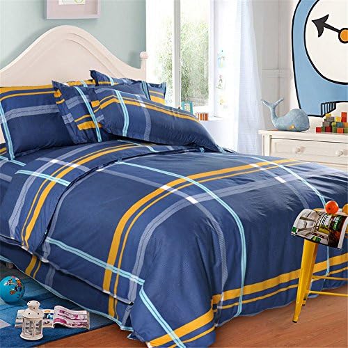 Set of 4 100% Cotton Duvet Cover Bedding Set Queen/Full For Adult Children Kids Boys Girls Teen Dorm Quilt Cover(200Cm×230Cm×1),Sheet(230Cm×250Cm×1),Pillowcases(48×74Cm×2) Wedding Thanksgiving Day Christmas Birthday Party Gift