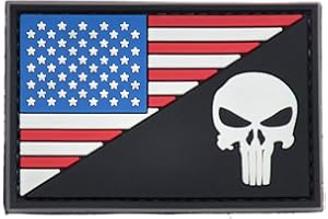 LA PATCHERIA PATCHERIA US Punisher Skull Flag PVC Patch 7,3 x 4,9 cm