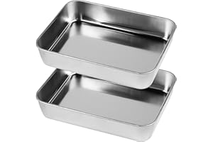 SWAWIS 2 Pezzi 23.8x18x4.7cm Teglia Forno Rettangolare, Teglia da Forno in Acciaio Inox per cottura a forno, Lavabile in Lavastoviglie