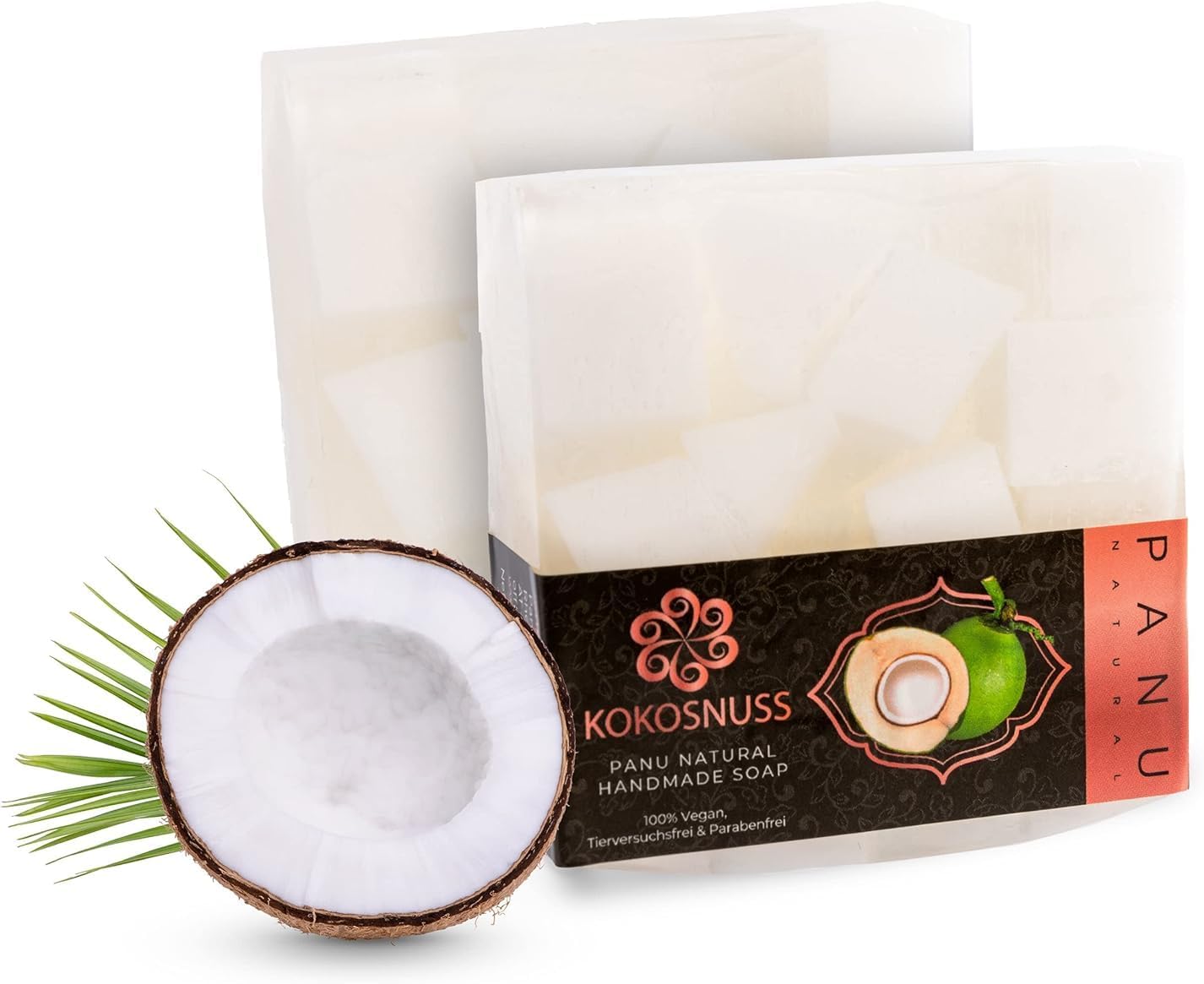 Panu Soaps Coco - Jabón de Ducha Vegano para Todo Tipo de Piel - Jabón Natural como Gel de Ducha Sólido y Champú Sólido - Jabón de Ducha Natural como Gel de Ducha Sólido