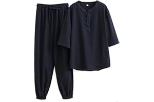 WHESAZYP Tai Chi Anzüge Tai Chi Kleidung Damen Kung Fu Uniform Baumwollleinen Kampfsport Set Kurzarmhose Zen Meditationsuniform Tang-Anzug Traditionelle chinesische Kleidung (Schwarz XXL)