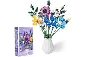 Yuandream Bloques de Construcción de Ramo de Flores de Jarrón, 528 PCS Decoración del Hogar Plantas Artificiales, Flores Artificiales Regalos para Mujer y Hombre de Navidad (Morado)