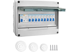 AXOTEN Sicherungskasten Aufputz IP65,Aufputz Verteiler Kleinverteiler,Verteilerkasten für Zuhause/Büro/Einkaufszentrum,Leistungsschalter 63A,Luftschalter 4x6A+3x10A+2x16A
