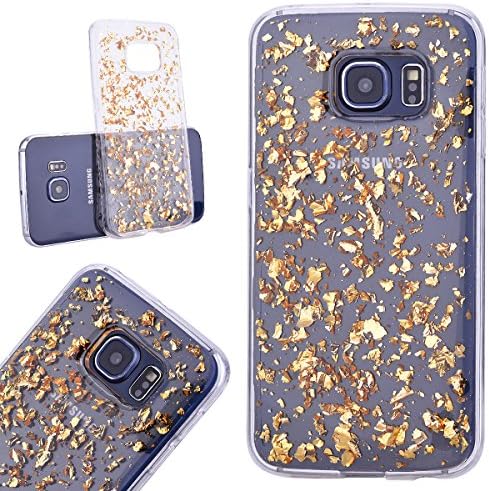 VertTek Samsung Galaxy S6 Edge Bling Glitter Case Brilliant Crystal Back Cover (Shiny Gold) Flexible Rubber TPU Silicone Case Gel Rubber Cover Crystal Clear Transparent Phone Back Slim Bumper Ultra Thin Slim Fit Soft Case Lightweight Protective Shell